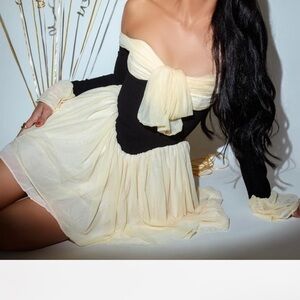 House of CB Alana Black and Cream Mini Dress